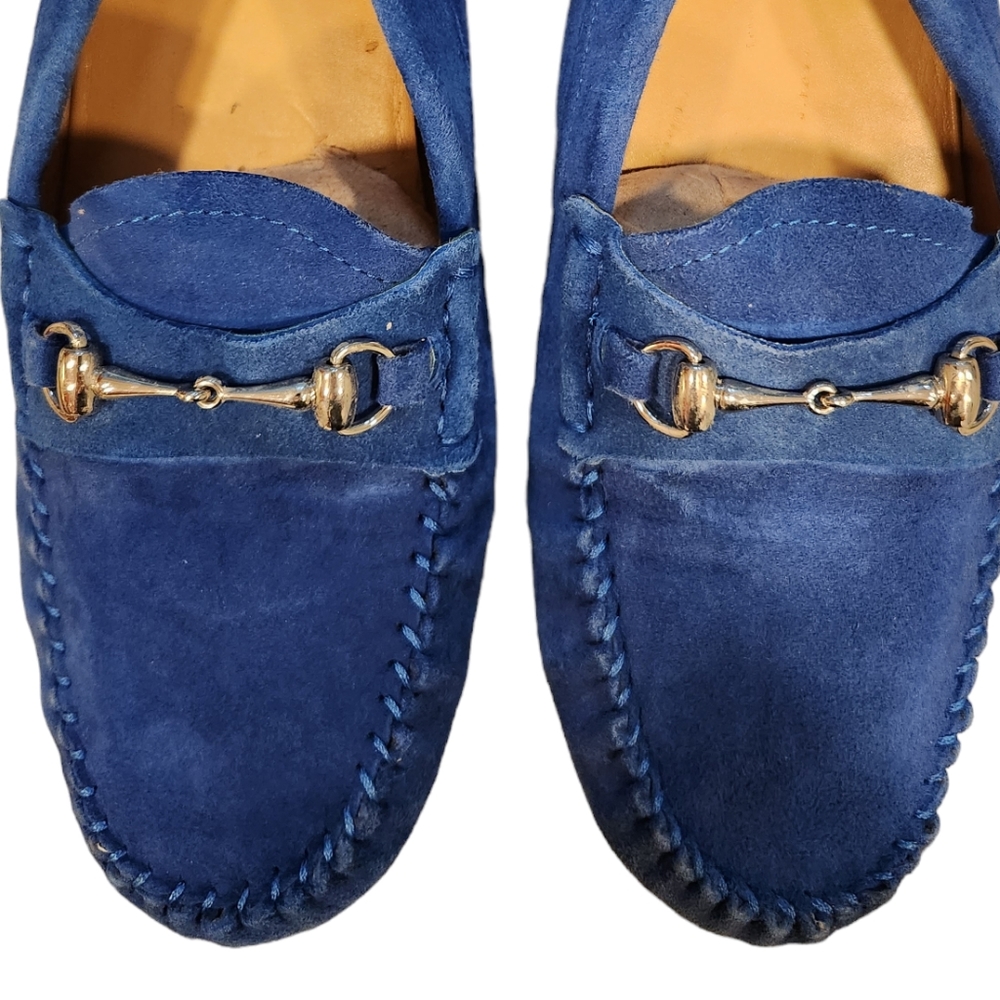 FRANCO SARTO Blue Suede Moccasin Loafers